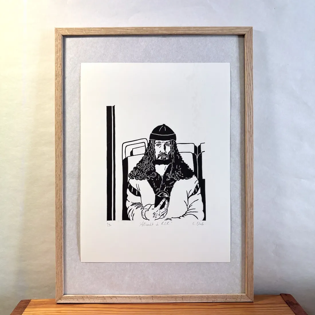 Albrecht du RER, linogravure originale signée, format 24x32 cm © Bloch Prints Studio 2