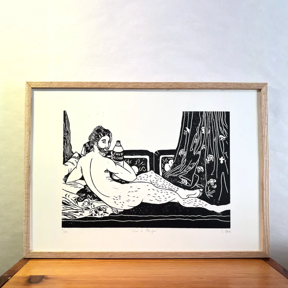 Eau d'Alisque, linogravure originale signée, format A3 © Bloch Prints Studio 1