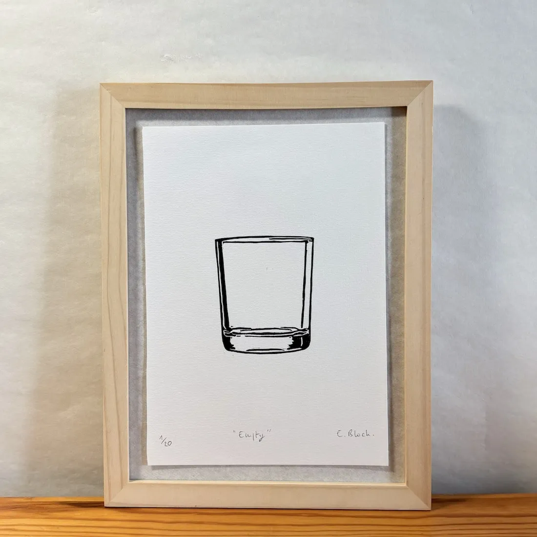 Empty, linogravure originale signée, format A5 © Bloch Prints Studio 1