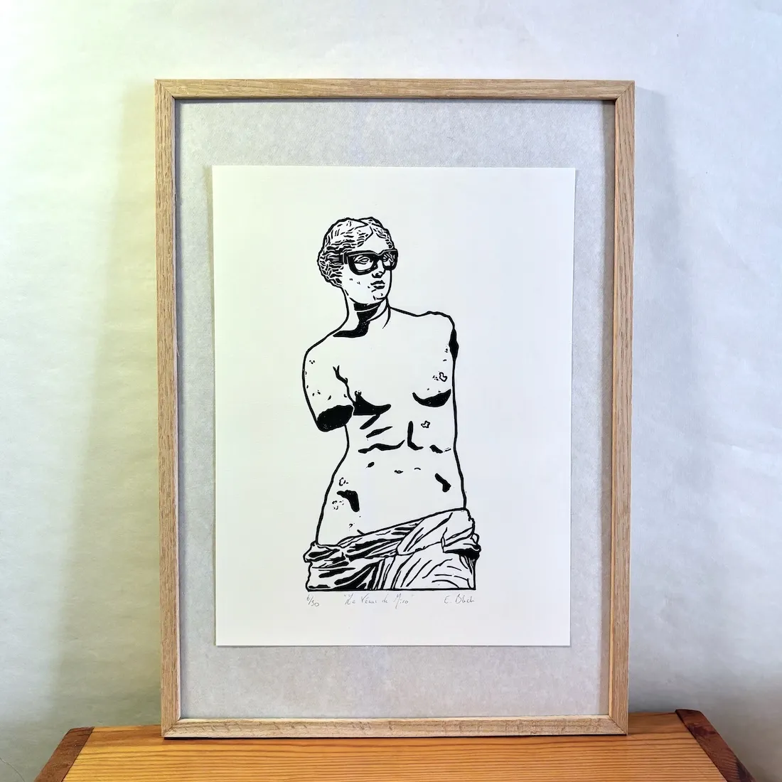 La Vénus de Miro, linogravure originale signée, format 24x32 cm © Bloch Prints Studio 1