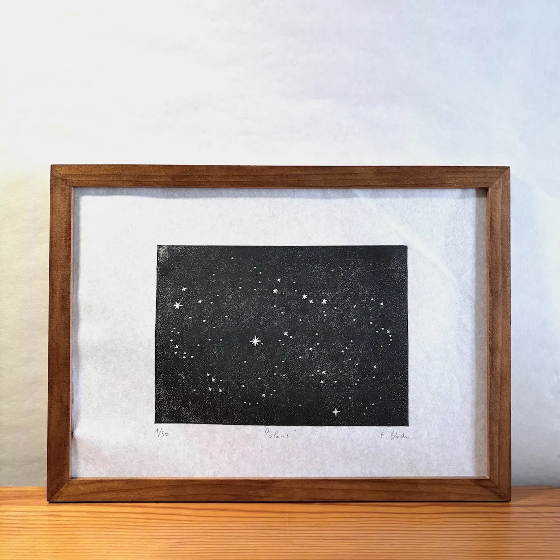 Polaris, linogravure originale signée, format A4 © Bloch Prints Studio 1